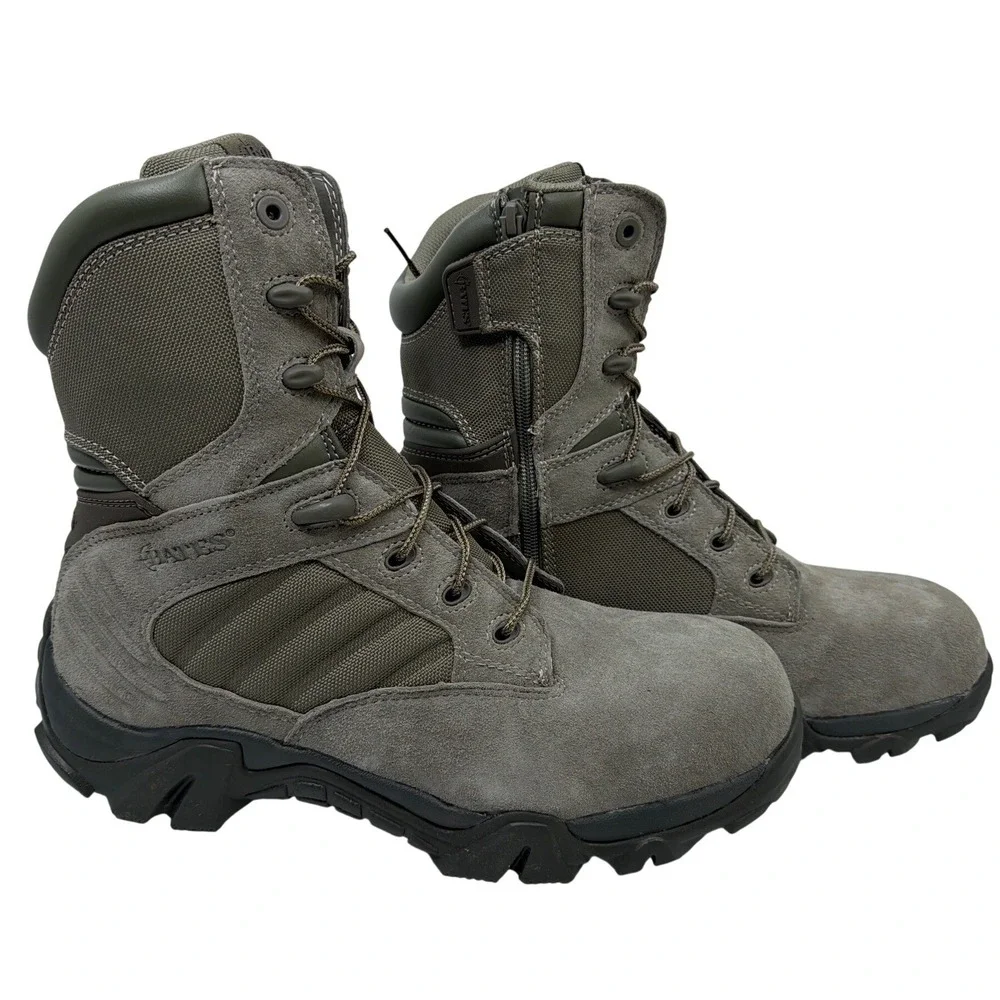 Bates GX-8 Composite Toe Men 9.5 XW Sage Green Side Zip Work Boots NWO'T